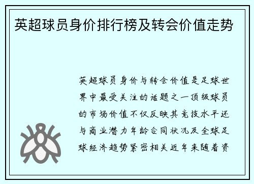 英超球员身价排行榜及转会价值走势